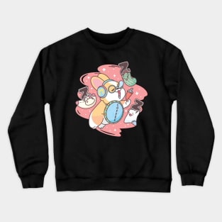 Sleepy Corgi with ZZZ Monsters - Zombie Cow, Cactus and Pillow Crewneck Sweatshirt